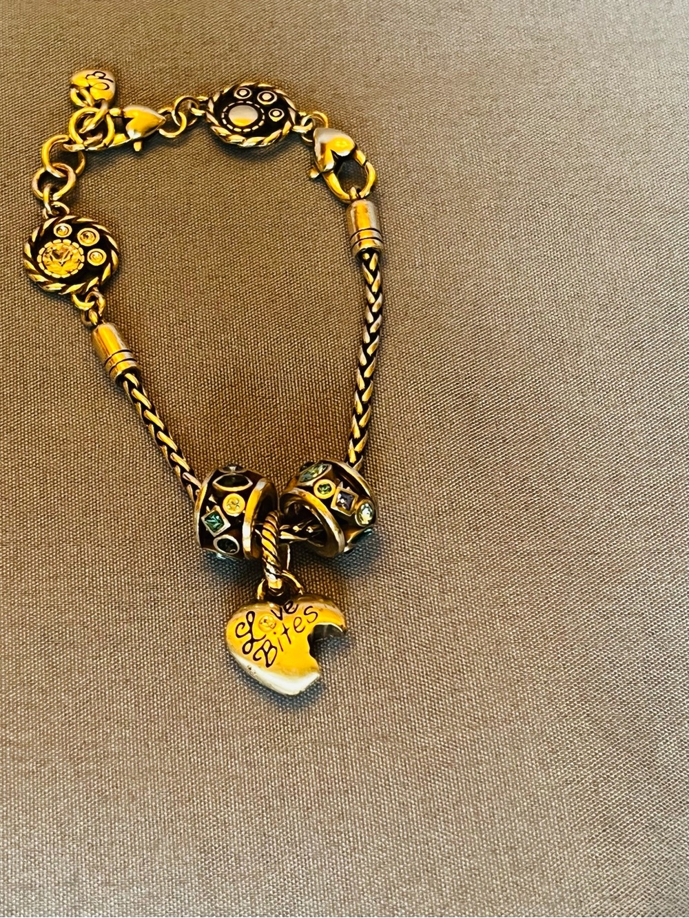 Brighton - silver-Tone Heart Charm Bracelet with Decorative Beads